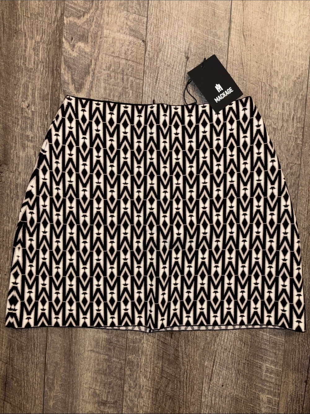 Mackage Jaquard Monogram A-line Mini Skirt NWT - Picture 2 of 6
